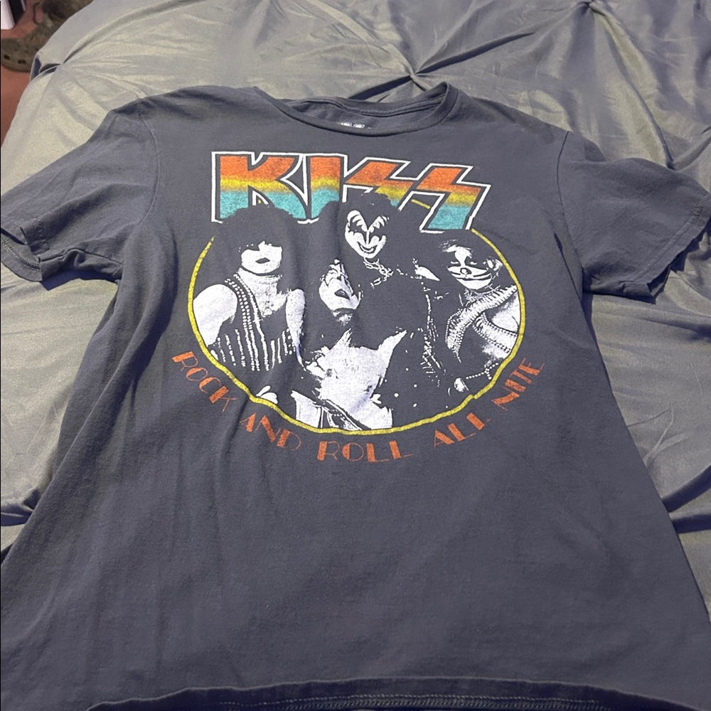 Kiss Black Cotton T-Shirt